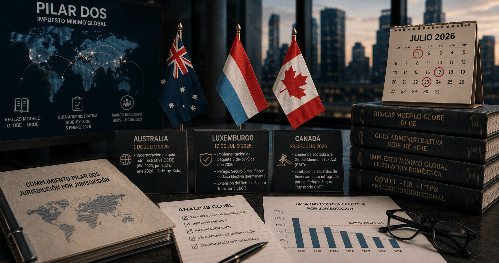 Cómo Australia, Luxemburgo y Canadá ajustan el Pilar Dos en julio de 2026
