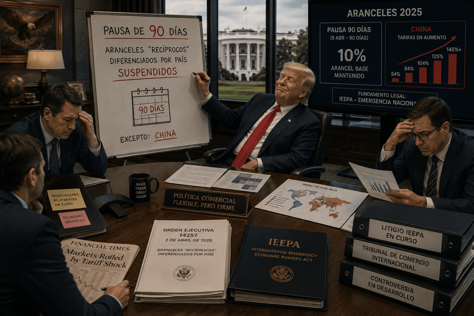 Trump pausa las tarifas diferenciadas, mantiene el 10 % y endurece el frente con China