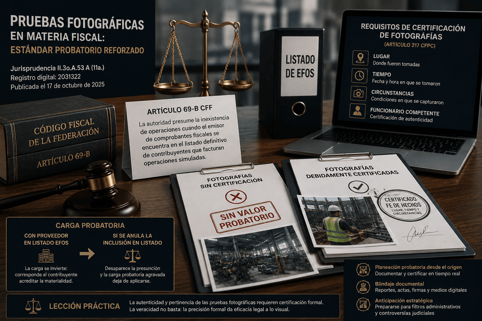 Certificación de pruebas fotográficas en controversias fiscales